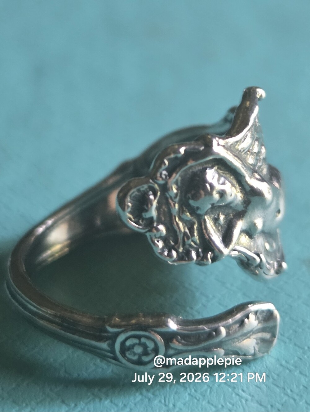 Vintage Sterling Silver Goddess Woman Nude Deity Muse Nymph Spoon Ring #126 - Picture 9 of 16